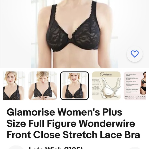 GLAMORISE Full Figure Plus Size 40DD WonderWire Front-Closure Bra Underwire NWT - Picture 3 of 5